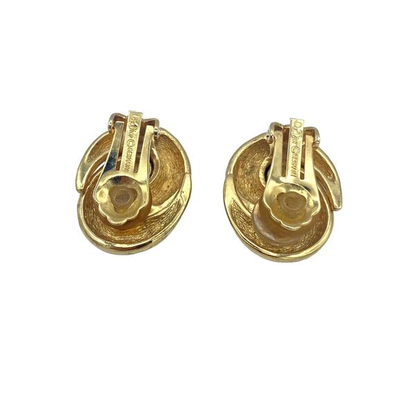 Authentic Christian Dior Gold-Tone Clip-On Earrings - Picture 2 of 9